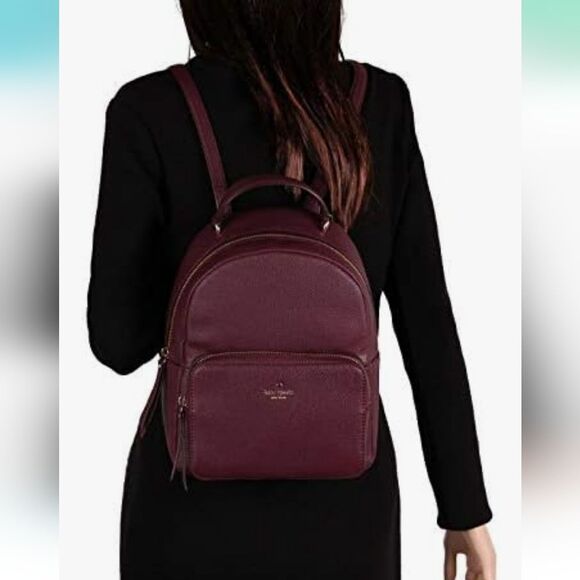 Kate Spade Burgundy Backpack Textured Leather Adjustable Straps main image 4